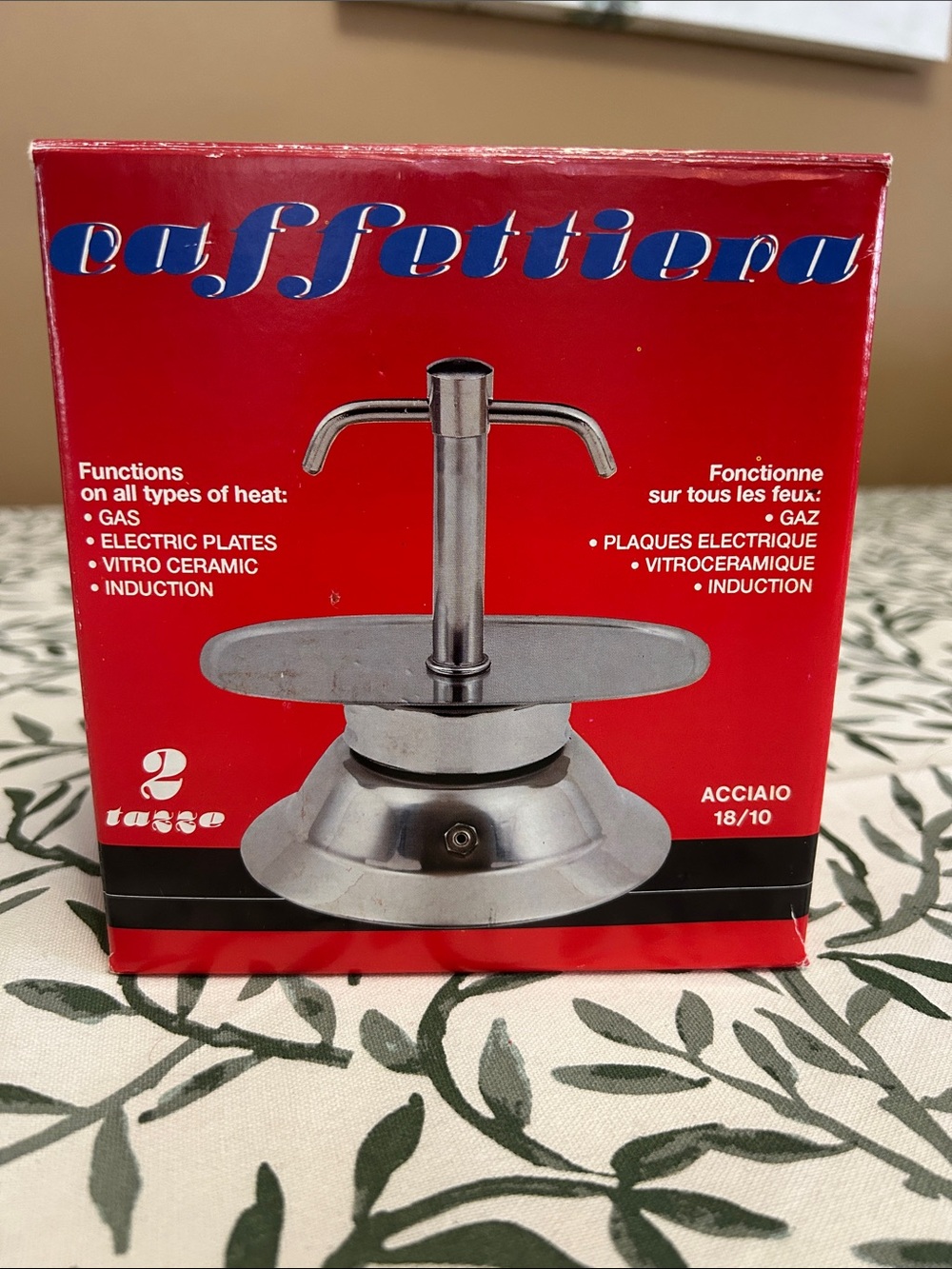 Espresso Maker - Stainless Steel Pressure - Silver - from Italy w/ espresso cups